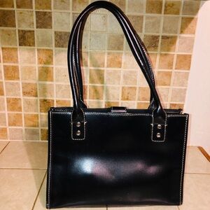 Elegant Black Leather Tote Bag